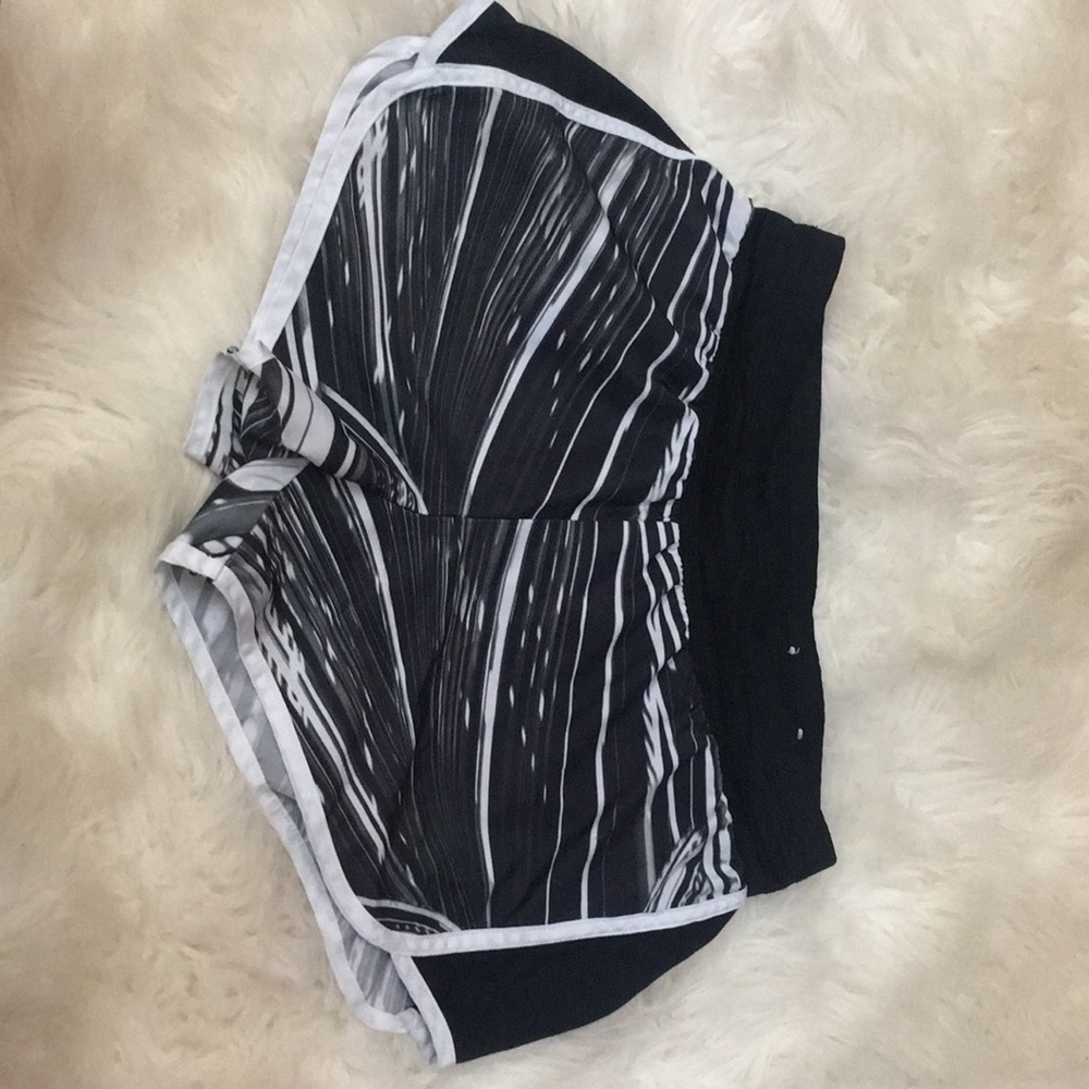 Black and white running shorts